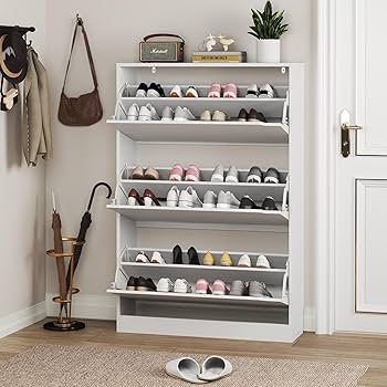 Amazon.com: BORNOON Shoe Cabinet with 3 Flip Drawers, Hidden